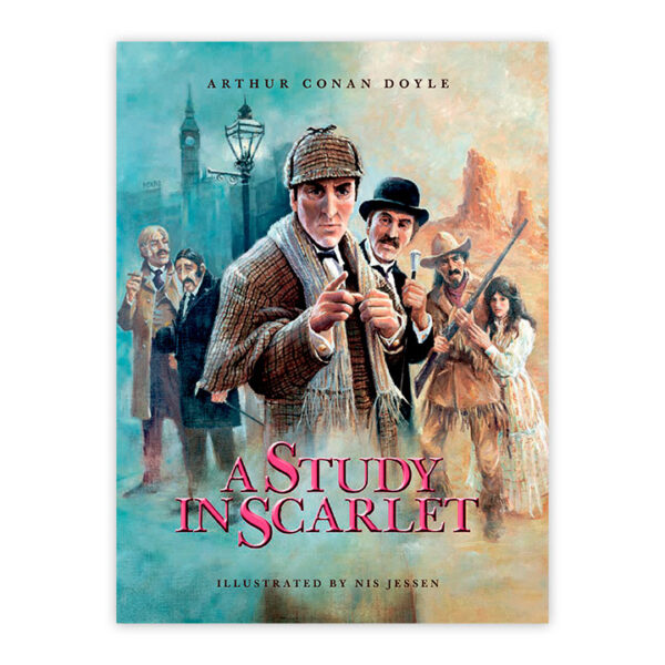 Sherlock Holmes - A Study In Scarlet. Den første historie om Sherlock Holmes og Dr. Watson. Illustreret af tegneren Nis Jessen.