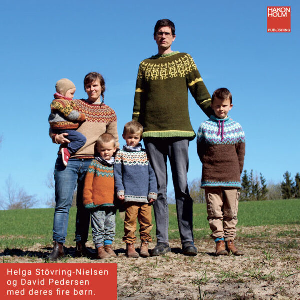 Forfatterne Helga Stövring-Nielsen og David Pedersen med deres fire børn.